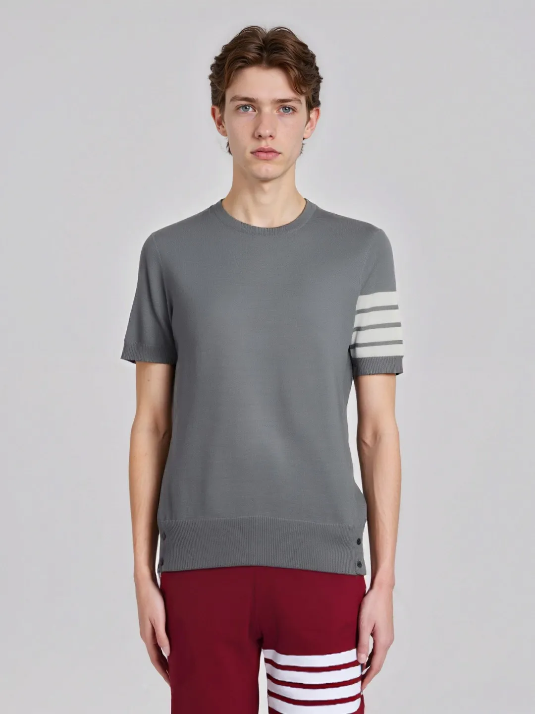 ：M 27（TB T ） THOM BROWNE TB T Classic Breathable Authentic Quality + Authentic + Same Style Size：0/1/2/3/4 ：White/Black/Navy Blue/Light Gray/Dark Gray